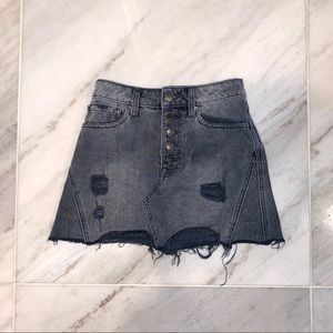 Free People | Distressed Black Denim Mini
